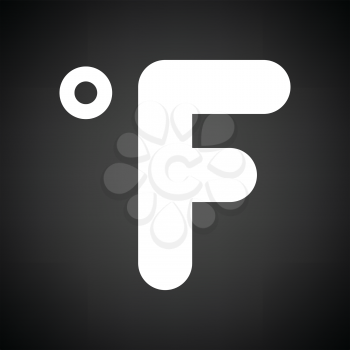 Fahrenheit degree icon. Black background with white. Vector illustration.