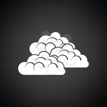 Cloudy icon. Black background with white. Vector illustration.