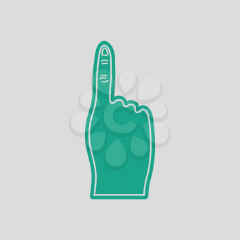 Fans foam finger icon. Gray background with green. Vector illustration.