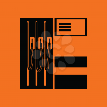 Fuel station icon. Orange background with black. Vector illustration.