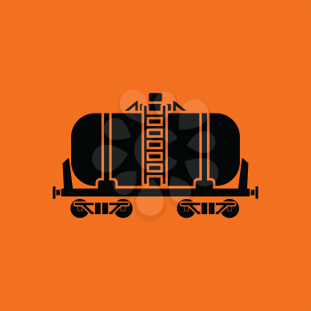Oil railway tank icon. Orange background with black. Vector illustration.
