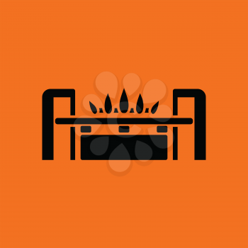 Gas burner icon. Orange background with black. Vector illustration.
