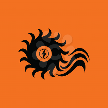 Water turbine icon. Orange background with black. Vector illustration.