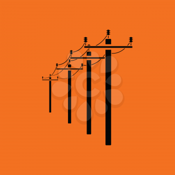 High voltage line icon. Orange background with black. Vector illustration.