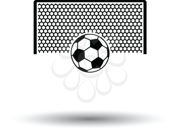 Soccer gate with ball on penalty point  icon. White background with shadow design. Vector illustration.