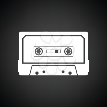 Audio cassette  icon. Black background with white. Vector illustration.
