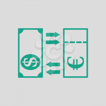 Currency exchange icon. Gray background with green. Vector illustration.