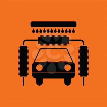 Car wash icon. Orange background with black. Vector illustration.