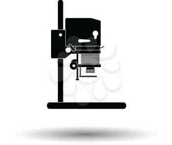 Icon of photo enlarger. White background with shadow design. Vector illustration.