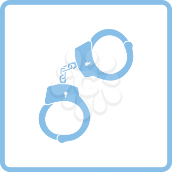 Handcuff  icon. Blue frame design. Vector illustration.