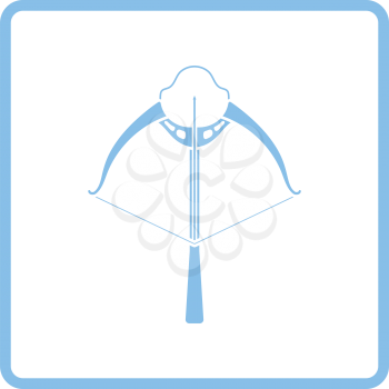 Crossbow icon. Blue frame design. Vector illustration.