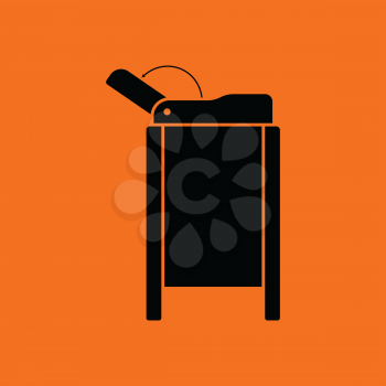 Baby swaddle table icon. Orange background with black. Vector illustration.