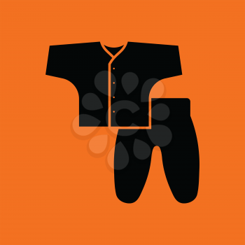 Baby wear icon. Orange background with black. Vector illustration.