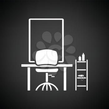 Barbershop icon. Black background with white. Vector illustration.