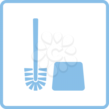 Toilet brush icon. Blue frame design. Vector illustration.