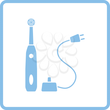Electric toothbrush icon. Blue frame design. Vector illustration.