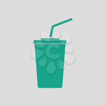 Cinema soda drink icon. Gray background with green. Vector illustration.