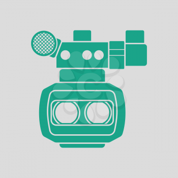 3d movie camera icon. Gray background with green. Vector illustration.