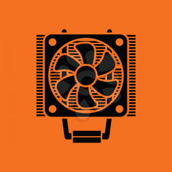 CPU Fan icon. Orange background with black. Vector illustration.