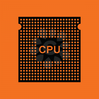 CPU icon. Orange background with black. Vector illustration.