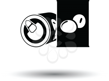 Olive can icon. White background with shadow design. Vector illustration.
