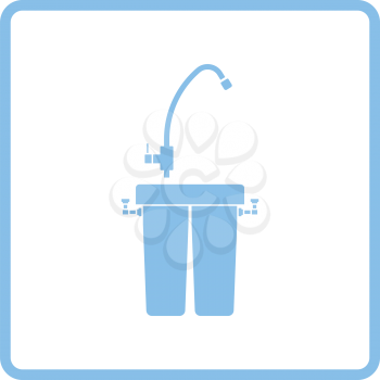 Water filter icon. Blue frame design. Vector illustration.