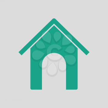 Dog house icon. Gray background with green. Vector illustration.