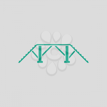 Dog training bench icon. Gray background with green. Vector illustration.