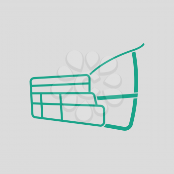 Dog muzzle icon. Gray background with green. Vector illustration.