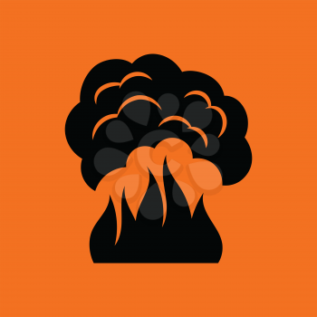 Fire and smoke icon. Orange background with black. Vector illustration.
