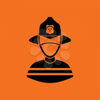 Fireman icon. Orange background with black. Vector illustration.