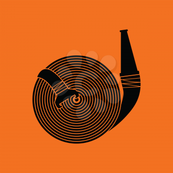 Fire hose icon. Orange background with black. Vector illustration.