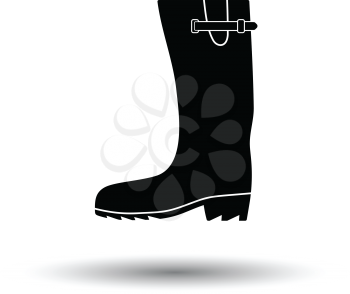 Rubber boot icon. White background with shadow design. Vector illustration.