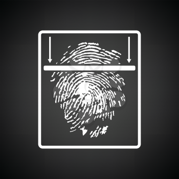 Fingerprint scan icon. Black background with white. Vector illustration.