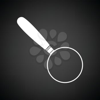 Magnifying glass icon. Black background with white. Vector illustration.