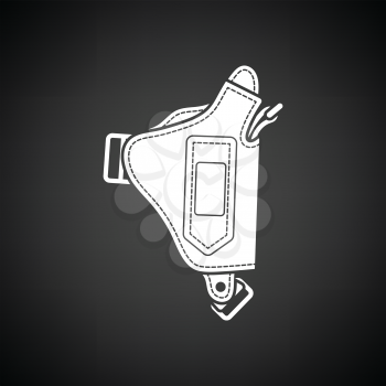 Police holster gun icon. Black background with white. Vector illustration.
