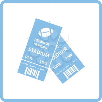 American football tickets icon. Blue frame design. Vector illustration.