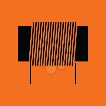 Inductor coil icon. Orange background with black. Vector illustration.