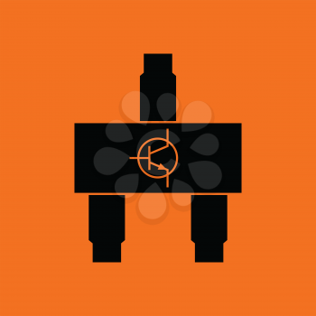 Smd transistor icon. Orange background with black. Vector illustration.