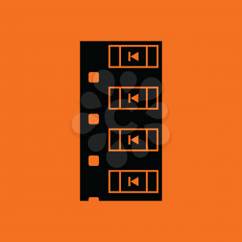 Diode smd component tape icon. Orange background with black. Vector illustration.