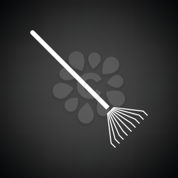 Rake icon. Black background with white. Vector illustration.