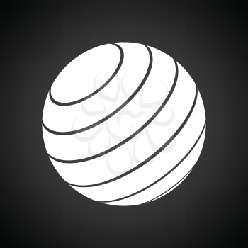 Fitness rubber ball icon. Black background with white. Vector illustration.