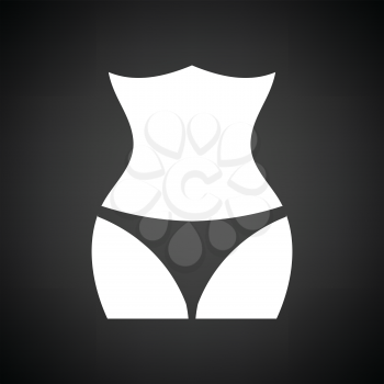 Slim waist icon. Black background with white. Vector illustration.