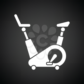 Exercise bicycle icon. Black background with white. Vector illustration.