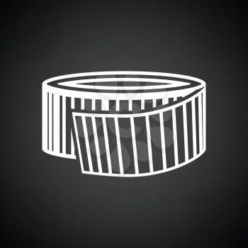 Measure tape icon. Black background with white. Vector illustration.