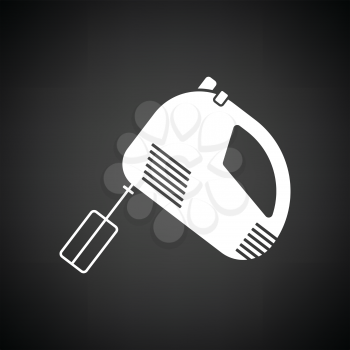 Kitchen hand mixer icon. Black background with white. Vector illustration.