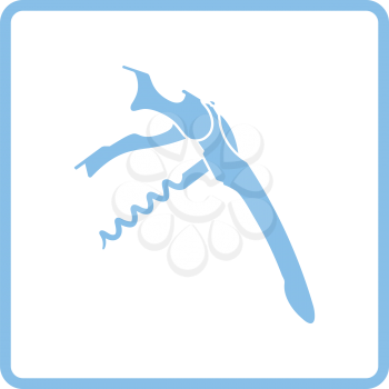Waiter corkscrew icon. Blue frame design. Vector illustration.