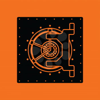 Safe icon. Orange background with black. Vector illustration.