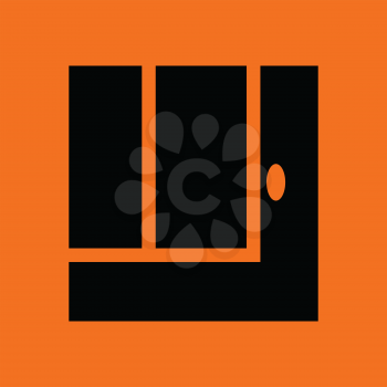 Tennis replay ball out icon. Orange background with black. Vector illustration.