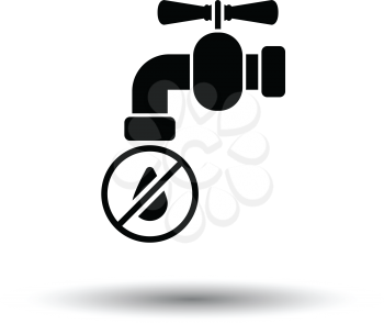 Water faucet with dropping water icon. White background with shadow design. Vector illustration.